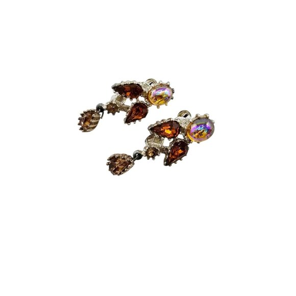 Vintage Signed Coro AB Style Clip Earrings (A503) - Picture 1 of 6